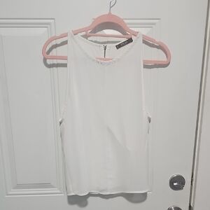 Mango Cream High-Neck Sleeveless Tank